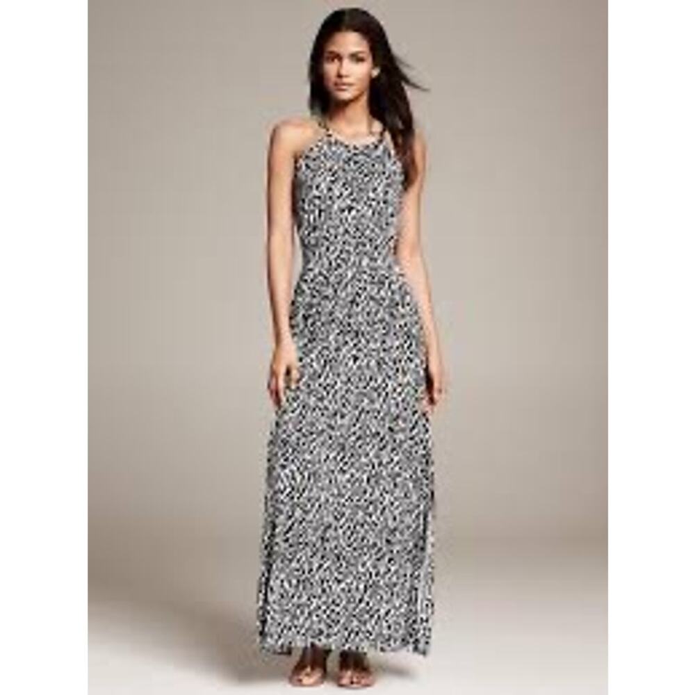 Banana Republic Ikat Print Black Multi Sleeveless Dress Size XS NWT